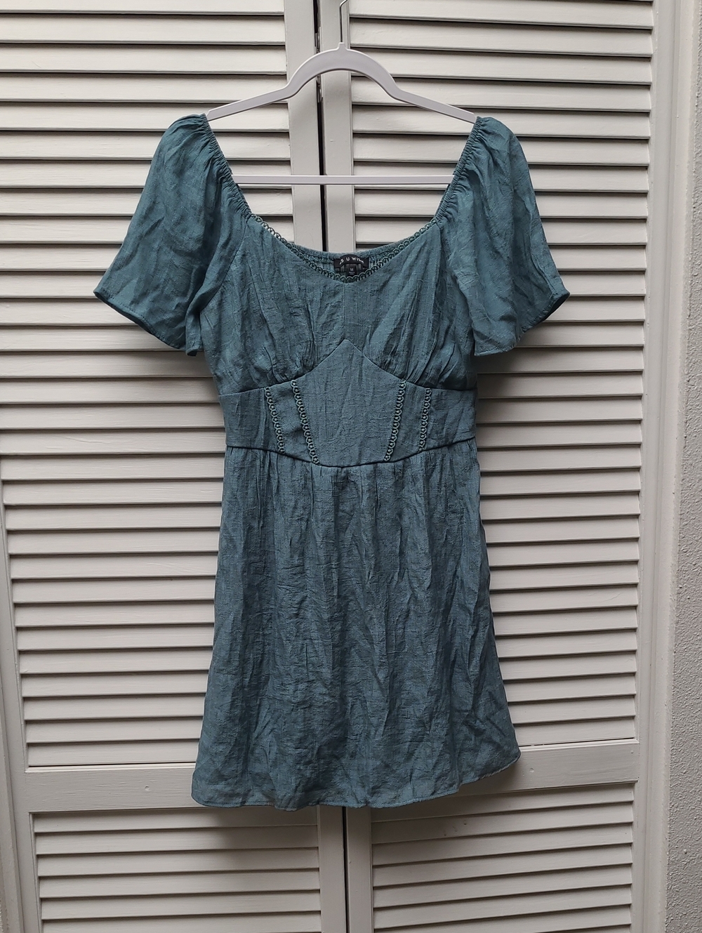 As U Wish Dainty Blue Peasant Dress - Sz M
